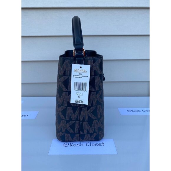 Michael Kors bucket bag suri medium messenger bag crossbody brown black - Picture 8 of 11